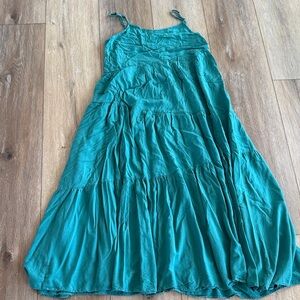Teal Spaghetti Strap Tiered Maxi Dress